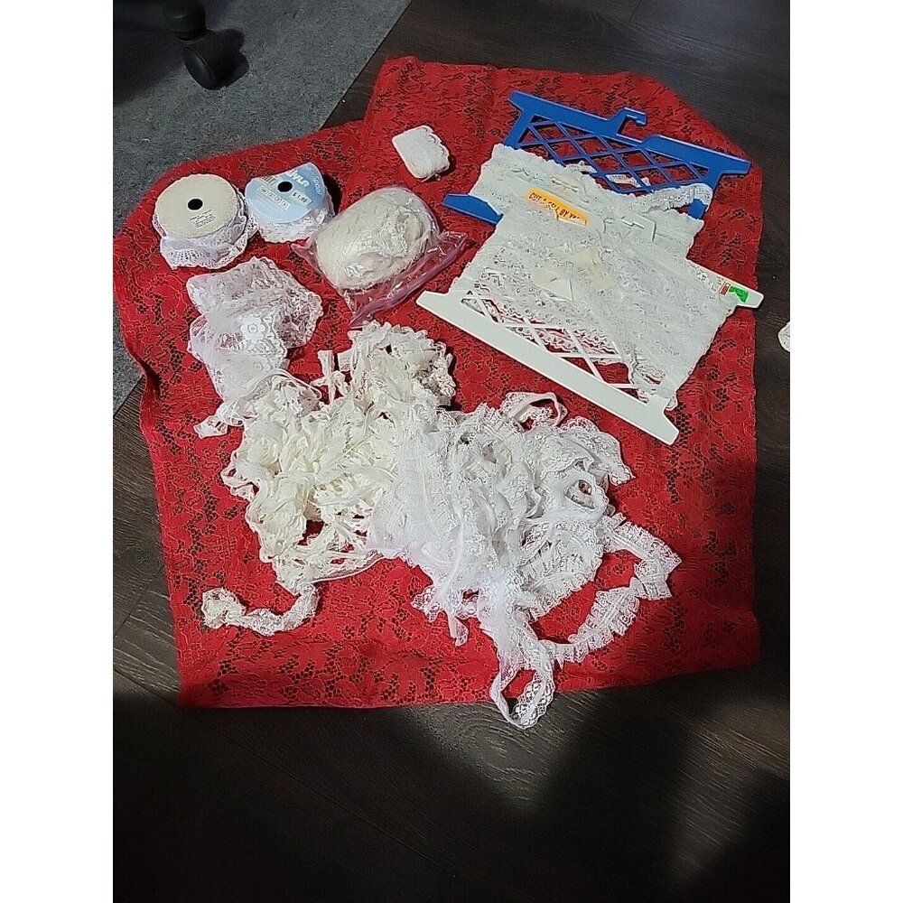 Granny Craft Sewing  Lot White Nylon Polyester Lace Trims Single Double Edge